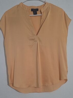 Rachel Zoe Peach Split V-Neck Cap Sleeve Blouse